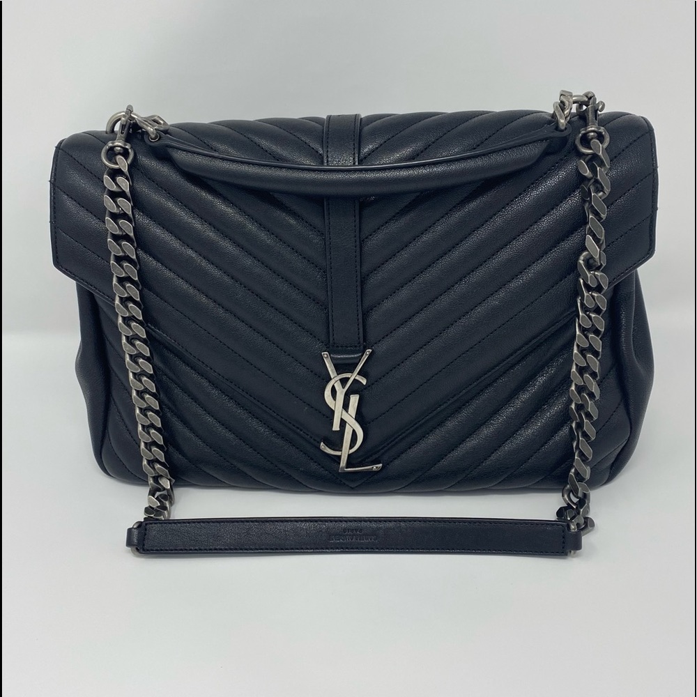 SAINT LAURENT Chevron Monogram College Bag